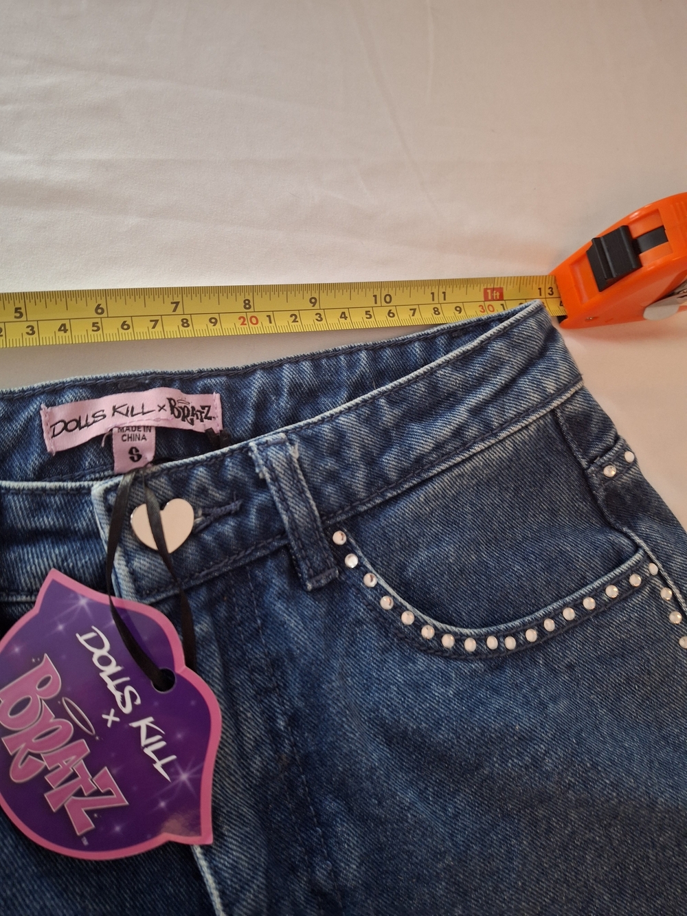 Dolls Kill/ Bratz Straight-Leg Jeans with Stud Trim On Pockets And Sides. Lady S - Picture 5 of 12
